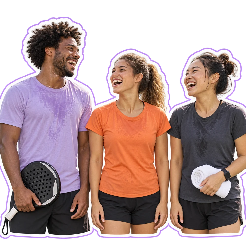 AI-created campaign image from mildd showing three sport buddies after a workout